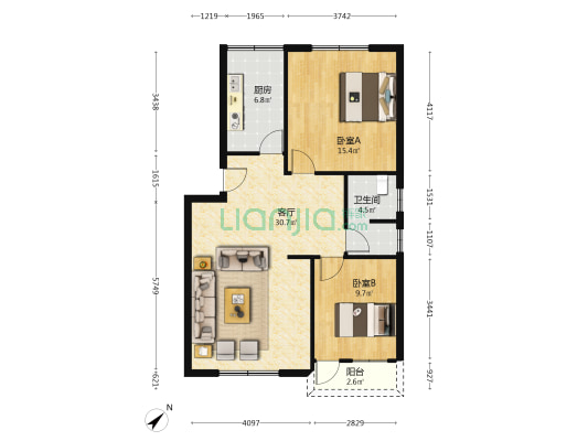 先锋街二段303号 2室1厅1卫 86平方