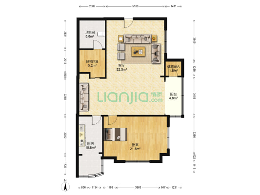 梧桐大厦 1室1厅1卫 189平方