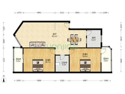 市政宿舍(洪山) 2室1厅1卫 115平方
