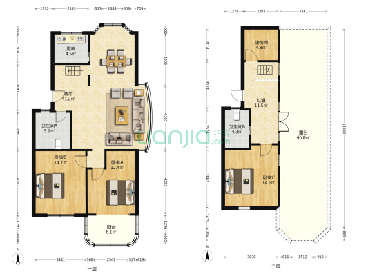 人和园 3室1厅2卫 138平方