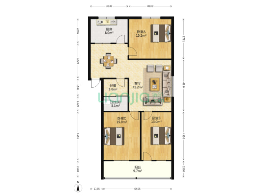 果品公司住宅楼 3室1厅1卫 125平方