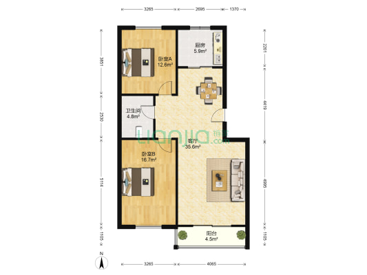 澳门花园(胶州) 2室1厅1卫 96平方