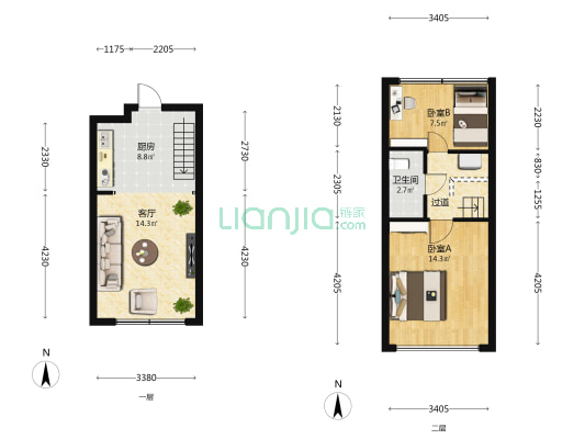 西城荟 2室1厅1卫 75平方