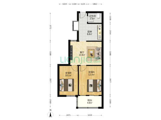 省肿瘤医院宿舍 2室1厅1卫 61平方