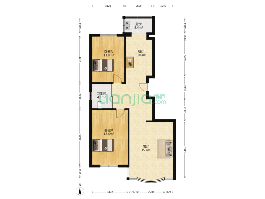 长春超高压局小区 2室2厅1卫 115平方