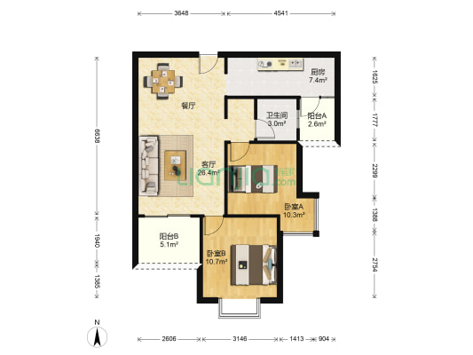 中铁水岸青城一期 2室1厅1卫 79平方