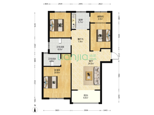紫悦华府 3室2厅2卫 130平方