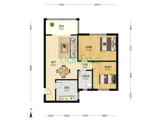 苏坡中路 2室1厅1卫 79平方