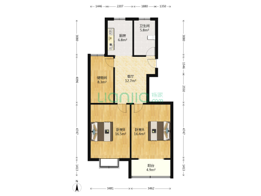 云林苑西区 2室1厅1卫 93平方