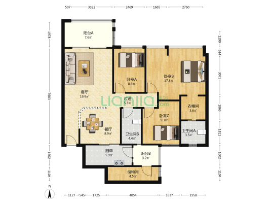 天顺跃居 3室2厅2卫 119平方