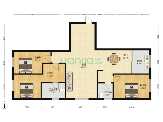 星悦 3室2厅2卫 215平方
