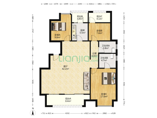 华润置地琨瑜府东区 3室1厅2卫 127平方