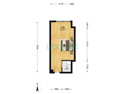 康桥风尚 1室0厅1卫 38平方