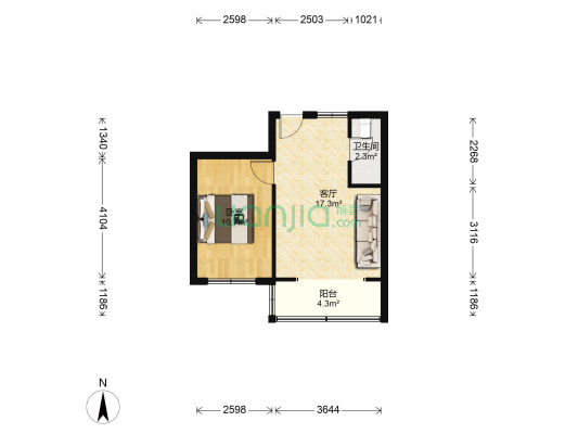 老浙大横路一弄 1室1厅1卫 46平方