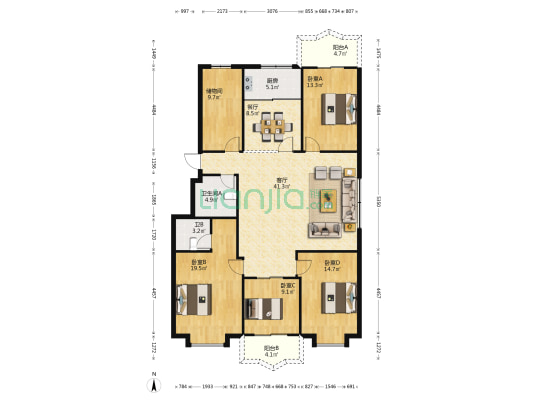 福源城 4室2厅2卫 161平方