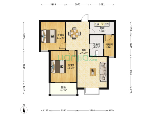 永泰花苑 2室1厅1卫 88平方