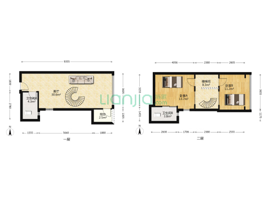百利达广场 2室1厅2卫 51平方
