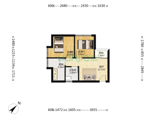 旭日海岸 2室1厅1卫 48平方