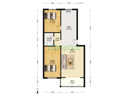 东三里小区 2室1厅1卫 96平方