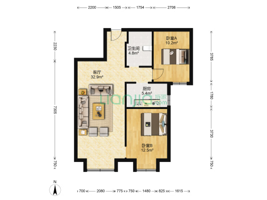 华润中海江城 2室1厅1卫 86平方