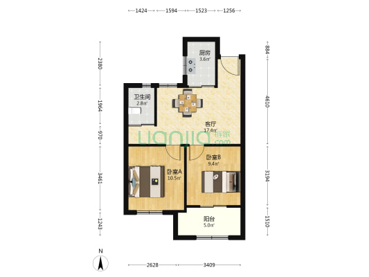 明秀映山苑 2室1厅1卫 69平方