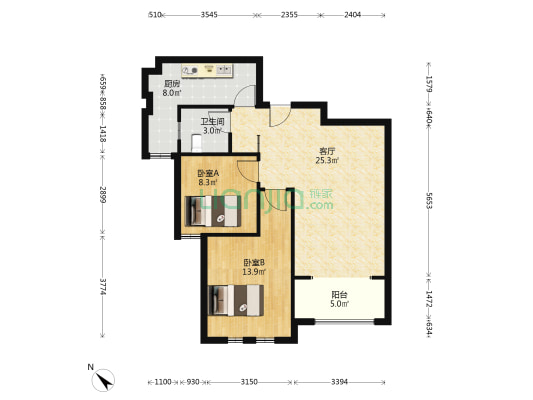 五星家园 2室1厅1卫 85平方