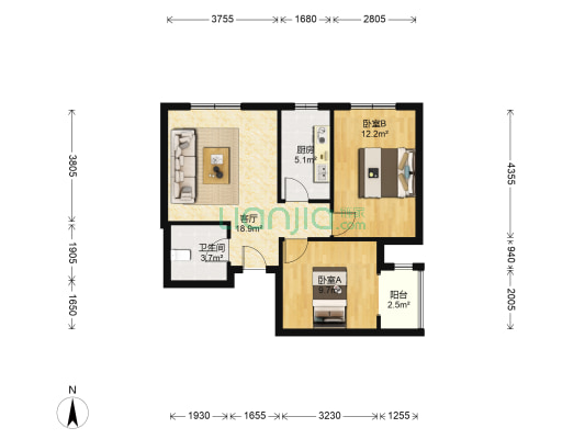 北新家园，采光充足 无遮挡 出门就是菜市场 配套齐-户型图