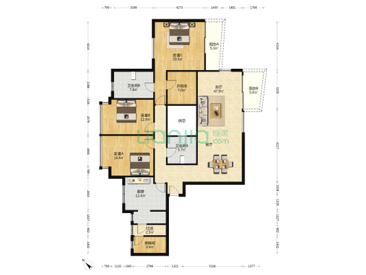 名仕苑 3室1厅2卫 190平方
