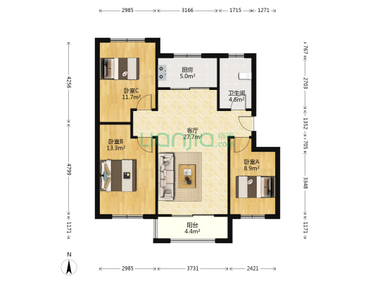 管马楼社区 3室1厅1卫 96平方