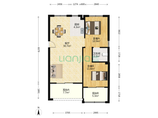 盛宏锦园 2室1厅1卫 100平方