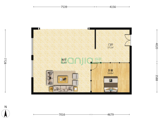 王府商务大厦 1室1厅0卫 115平方