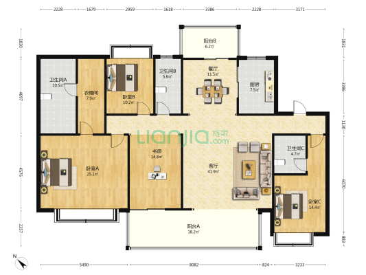 中海半山壹号 4室2厅3卫 196平方