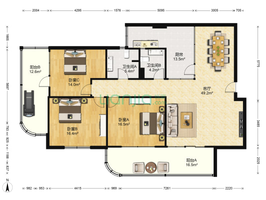 地税局家属院（甘南路） 3室1厅2卫 195平方