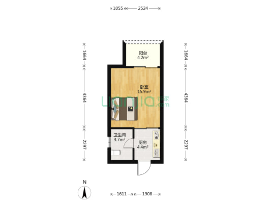 冠亚广场 1室0厅1卫 41平方
