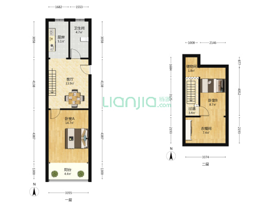 鸿福苑三区 2室1厅1卫 55平方