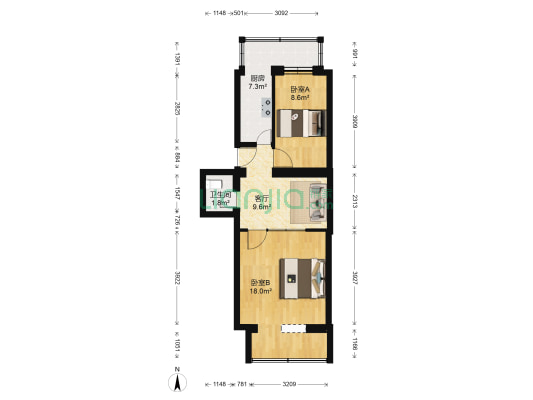 六营门小区 2室1厅1卫 57平方