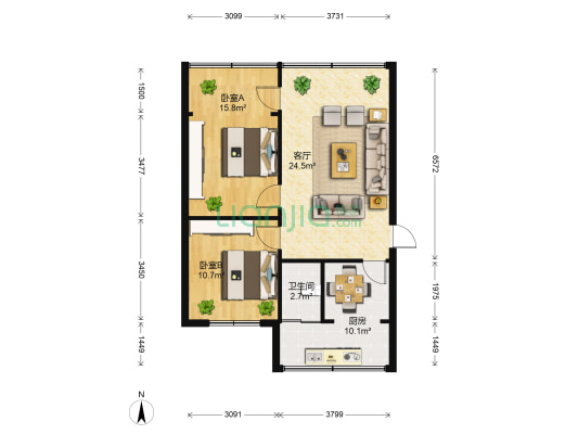 螺峰街11号院 2室1厅1卫 60平方