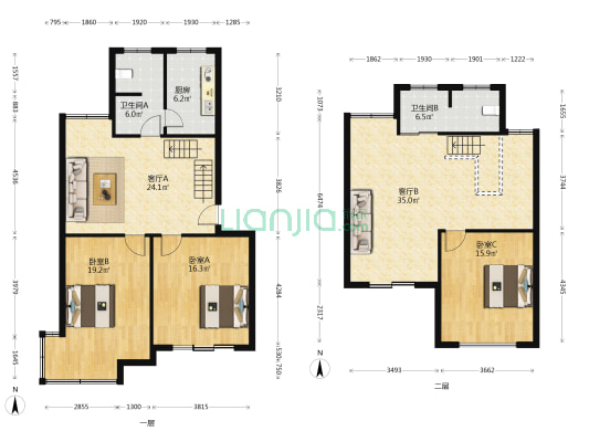 东仓花园 3室2厅2卫 160平方