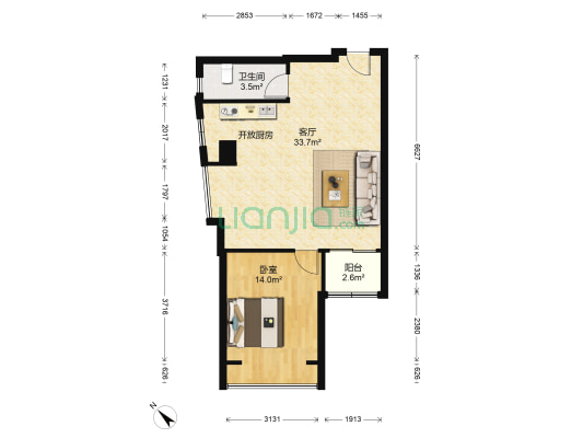 凯达大厦 1室1厅1卫 70平方
