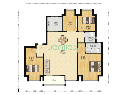 瑰丽江樾苑 4室1厅2卫 143平方