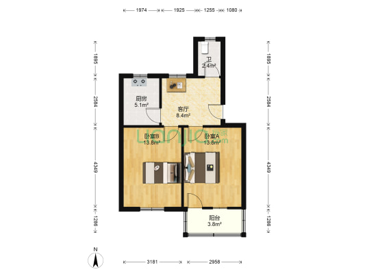 太平弄社区 2室1厅1卫 58平方