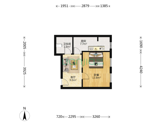 中兴城 1室1厅1卫 52平方