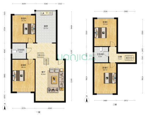 昊业紫御府 4室1厅2卫 171平方