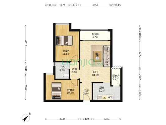 锦丰华府 2室1厅1卫 81平方