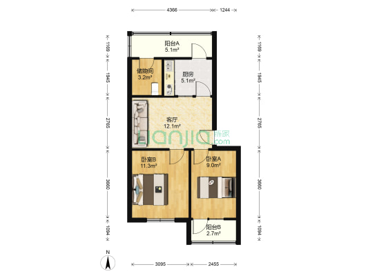 华美社区 2室1厅0卫 58平方