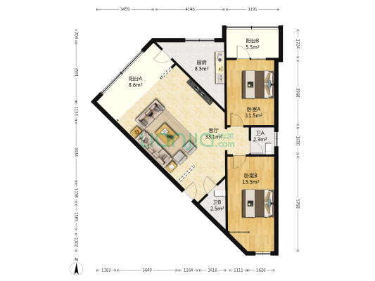 房管所家属楼 2室1厅2卫 116平方