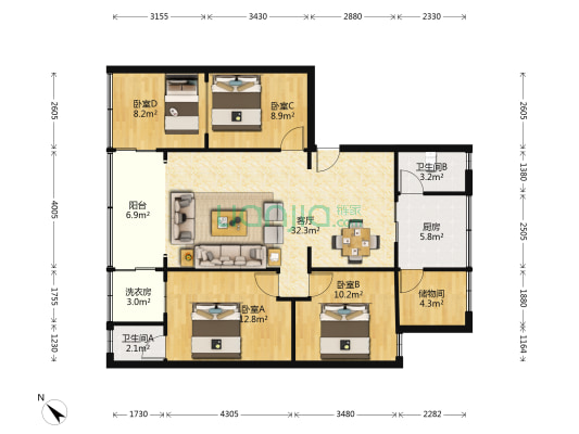 交通局家属楼 4室1厅2卫 120平方