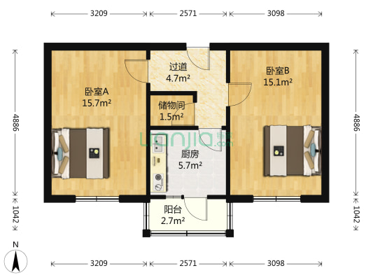冶金家属宿舍 2室0厅0卫 60平方