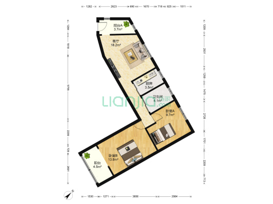 同和苑 2室1厅1卫 79平方
