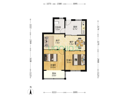石家街151弄 2室2厅1卫 61平方